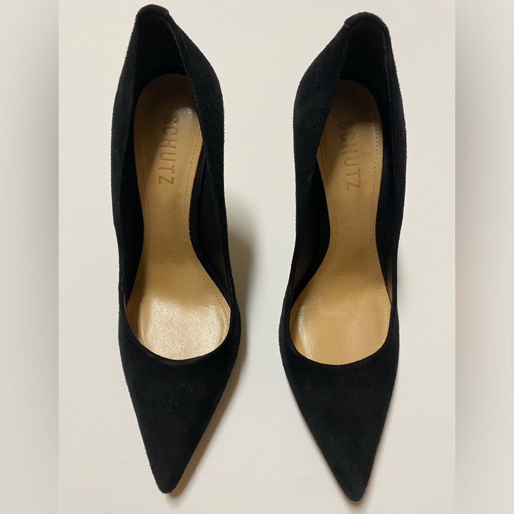 Black Suede Schutz Pumps